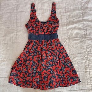 Modcloth Coconinno by Eva Franco Red Blue Floral Dress size XL